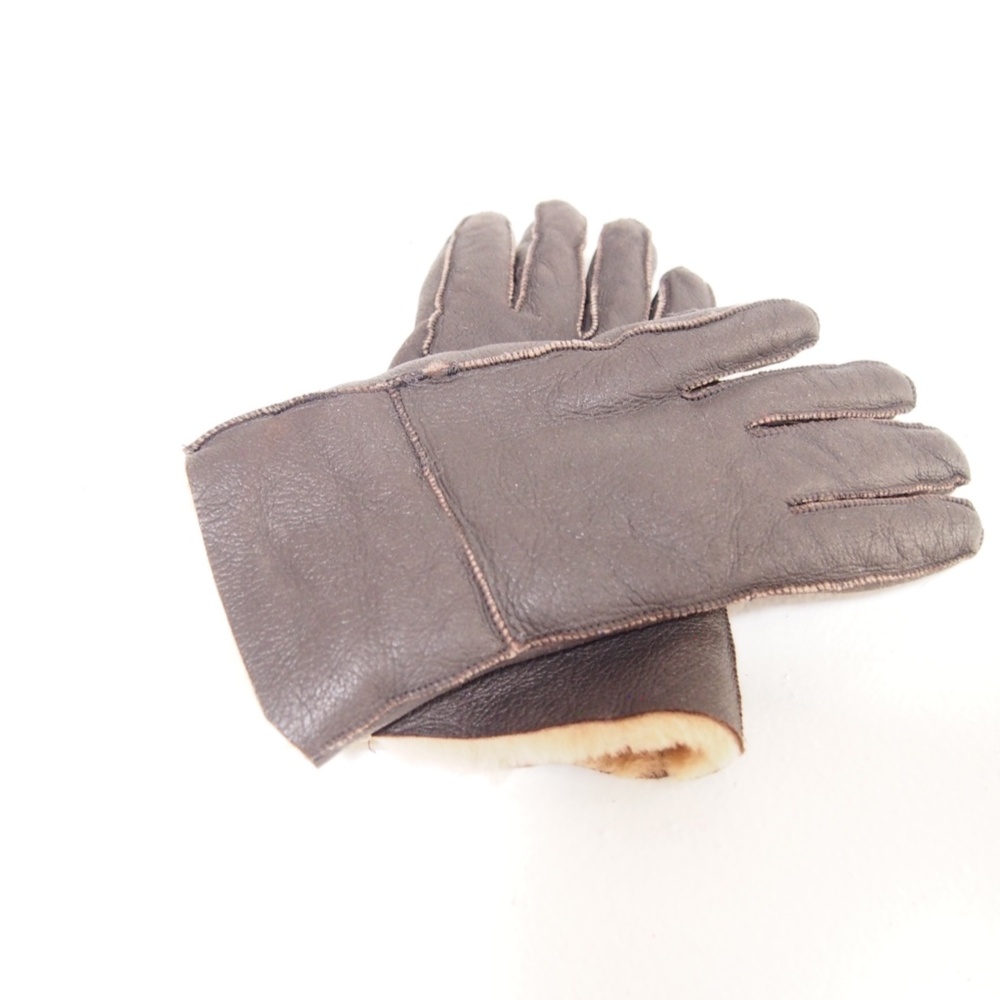 Faux leather fur gloves